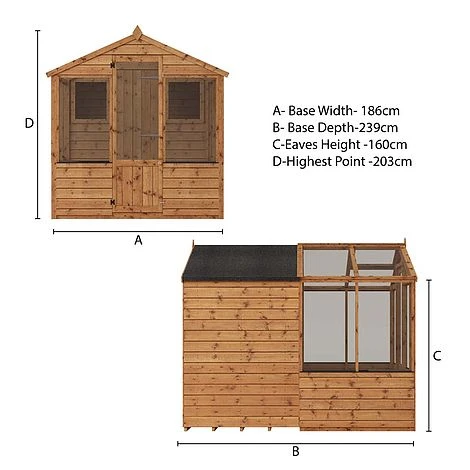 Waltons 8 X 6 Wooden Greenhouse And Garden Shiplap Storage Shed Combi 15 Waltons 8 X 6 Wooden Greenhouse And Garden Shiplap Storage Shed Combi - Image 13