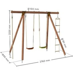Soulet Ernest Wooden Swing Set -EcoFlora Sales Shop 004496 VISUEL DIM PRODUIT