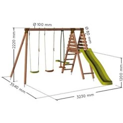 Soulet Violette Wooden Swing Set With Slide -EcoFlora Sales Shop 004506 VISUEL DIM PRODUIT