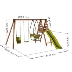 Soulet Colza Wooden Swing Set With Slide -EcoFlora Sales Shop 004510 VISUEL DIM PRODUIT