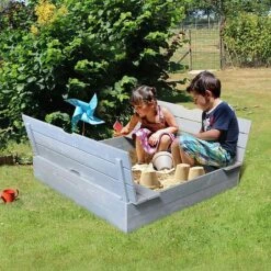 Soulet Sandpit With Folding Benches 120 X 120cm -EcoFlora Sales Shop 004527 AMB 02