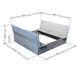 Soulet Sandpit With Folding Benches 120 X 120cm -EcoFlora Sales Shop 004527 VISUEL DIM PRODUIT