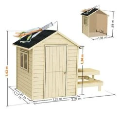 Soulet Tiana Playhouse With Picnic Bench 7 X 4 -EcoFlora Sales Shop 004856 VISUEL DIMENSION