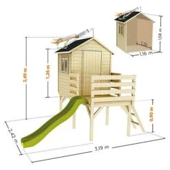 Soulet Josephine Playhouse With Slide 10 X 8 -EcoFlora Sales Shop 004862 VISUEL DIM PRODUIT