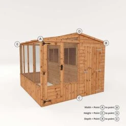 Waltons 8 X 8 Wooden Shiplap Tongue And Groove Greenhouse And Combi Garden Storage Shed -EcoFlora Sales Shop 005 0001