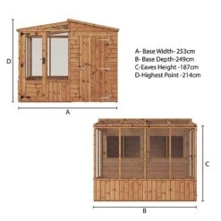 Waltons 8 X 8 Wooden Shiplap Tongue And Groove Greenhouse And Combi Garden Storage Shed -EcoFlora Sales Shop 005 00012014