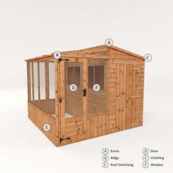 Waltons 8 X 8 Wooden Shiplap Tongue And Groove Greenhouse And Combi Garden Storage Shed -EcoFlora Sales Shop 005 0001202