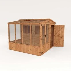 Waltons 8 X 8 Wooden Shiplap Tongue And Groove Greenhouse And Combi Garden Storage Shed -EcoFlora Sales Shop 005 0001209