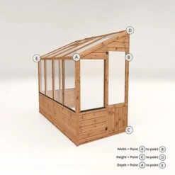 Waltons 8 X 4 Traditional Lean To Wooden Shiplap Tongue And Groove Greenhouse 21 Waltons 8 X 4 Traditional Lean To Wooden Shiplap Tongue And Groove Greenhouse -EcoFlora Sales Shop 04GREENLEAN0804 V220Meaure20Visual