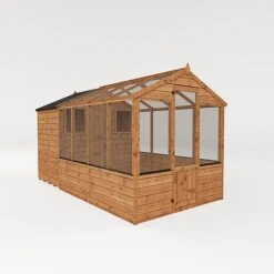 Waltons 12' X 6' Apex Greenhouse With Shed Extension 15 Waltons 12' X 6' Apex Greenhouse With Shed Extension -EcoFlora Sales Shop 1220x20620Shiplap20Combi20Greenhouse20and20Wooden20Storage20Shed20Perspective
