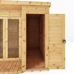 Waltons 10 X 8 Wooden Shiplap Tongue And Groove Contemporary Summerhouse With Side Shed 19 Waltons 10 X 8 Wooden Shiplap Tongue And Groove Contemporary Summerhouse With Side Shed -EcoFlora Sales Shop 20220812 SI 003 001 0022 Summerhouse DT Shiplap Pent 10x8 Shed Area Detail003
