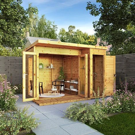 Waltons 10 X 8 Wooden Shiplap Tongue And Groove Contemporary Summerhouse With Side Shed 4 Waltons 10 X 8 Wooden Shiplap Tongue And Groove Contemporary Summerhouse With Side Shed - Image 2