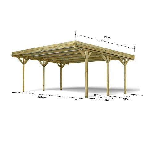 Cerland Jean Double Wooden Carport 6 X 5m 5 Cerland Jean Double Wooden Carport 6 X 5m - Image 3