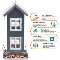 Idooka Fun House Design Bird Feeder - Feeding Station For Seeds -EcoFlora Sales Shop BIRDFEEDER.KeyFeatures