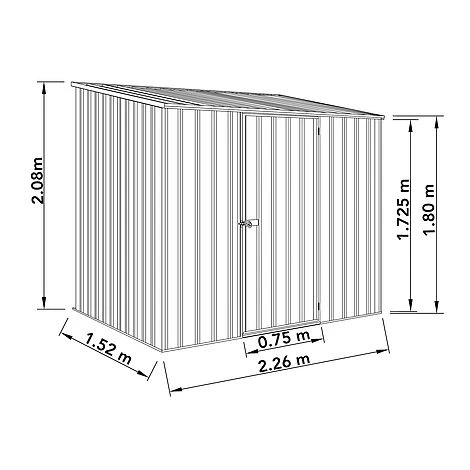 Absco Space Saver 7'5 X 5' Pent Roof Outdoor Metal Garden Storage Shed - 4 Colours Available 7 Absco Space Saver 7'5 X 5' Pent Roof Outdoor Metal Garden Storage Shed - 4 Colours Available - Image 5