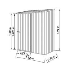 Absco Space Saver 5' X 3' Pent Roof Outdoor Metal Garden Storage Shed - 4 Colours Available -EcoFlora Sales Shop ESDXL20MET103 Spec Drawing 300dpi