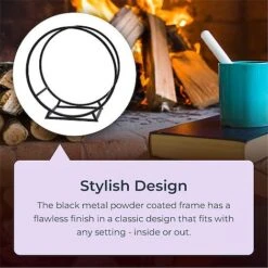 Idooka Round Indoor Contemporary Log Storage Raised Metal Design Log Holder -EcoFlora Sales Shop FB8000090.Design