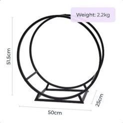Idooka Round Indoor Contemporary Log Storage Raised Metal Design Log Holder -EcoFlora Sales Shop FB8000090.Dimensions