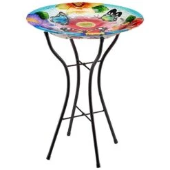 Garden Gear 18-Inch Glass Birdbath With Stand -EcoFlora Sales Shop G4507 CO 1