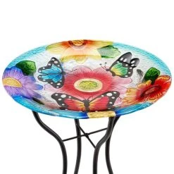 Garden Gear 18-Inch Glass Birdbath With Stand -EcoFlora Sales Shop G4507 CO 2