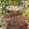 Garden Gear 18-Inch Glass Birdbath With Stand -EcoFlora Sales Shop G4507 LS 1 With logo