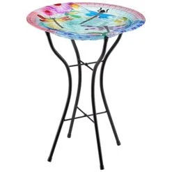 Garden Gear 18-Inch Glass Birdbath With Stand -EcoFlora Sales Shop G4508 CO 1