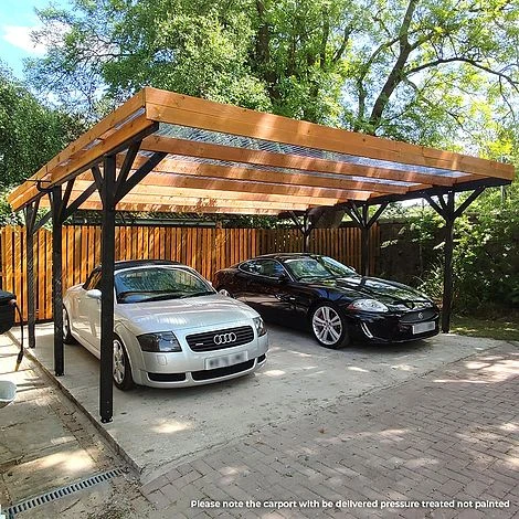 Cerland Jean Double Wooden Carport 6 X 5m 4 Cerland Jean Double Wooden Carport 6 X 5m - Image 2