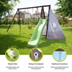 Soulet Camelia Wooden Swing Set With Slide -EcoFlora Sales Shop Infographics20Images18