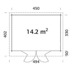 Lea 1 14.2m2 Summerhouse 3.3m X 4.5m -EcoFlora Sales Shop Lea20120plan