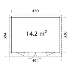 Lisa 14.2m2 Log Cabin 4.5m X 3.3m 7 Lisa 14.2m2 Log Cabin 4.5m X 3.3m -EcoFlora Sales Shop Lisa2014.220plan