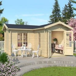 Portland L Shaped Log Cabin 4m X 4m