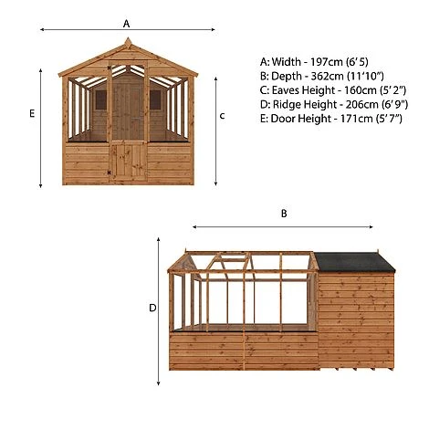 Waltons 12' X 6' Apex Greenhouse With Shed Extension 10 Waltons 12' X 6' Apex Greenhouse With Shed Extension - Image 8