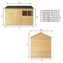 Waltons 10' X 6' Outdoor Wooden Overlap Reverse Apex Roof Garden Storage Shed 20 Waltons 10' X 6' Outdoor Wooden Overlap Reverse Apex Roof Garden Storage Shed -EcoFlora Sales Shop SI 001 001 0102 Spec