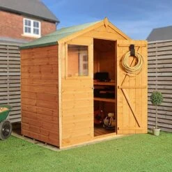 Waltons 4 X 6 Tongue And Groove Reverse Apex Garden Storage Shed -EcoFlora Sales Shop SI 001 003 0149 300dpi Propped tongue and groove roof and floor