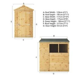 Waltons 6' X 4' Outdoor Tongue & Groove Repositionable Garden Shiplap Storage Shed -EcoFlora Sales Shop SI 001 003 0159 Spec Draw