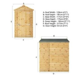 Waltons 6' X 4' Outdoor Tongue & Groove Repositionable Garden Windowless Shiplap Storage Shed -EcoFlora Sales Shop SI 001 003 0160 Spec Drawing