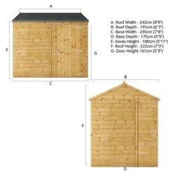Waltons 8' X 6' Outdoor Tongue & Groove Repositionable Garden Windowless Shiplap Storage Shed -EcoFlora Sales Shop SI 001 003 0164 Spec20Drawing