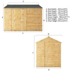 Waltons 10' X 6' Outdoor Repositionable Windowless Garden Shiplap Tongue & Groove Garden Storage Shed 22 Waltons 10' X 6' Outdoor Repositionable Windowless Garden Shiplap Tongue & Groove Garden Storage Shed -EcoFlora Sales Shop SI 001 003 0165 10x620Reverse20Apex20Spec Drawing