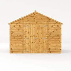 Waltons 10' X 10' Premium Shiplap Apex Roof Garden Workshop Shed -EcoFlora Sales Shop SI 001 004 0095 10x10 Shiplap TG Workshop Studio Front