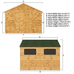 Waltons 10' X 10' Premium Shiplap Apex Roof Garden Workshop Shed -EcoFlora Sales Shop SI 001 004 0095 Apex Variant Spec Render