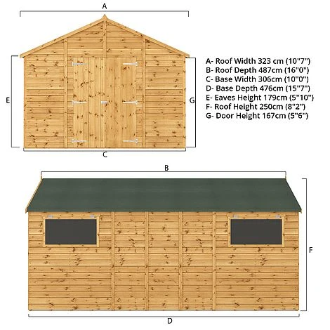 Waltons 16' X 10' Outdoor Premium Shiplap Tongue & Groove Apex Roof Garden Storage Workshop Shed 11 Waltons 16' X 10' Outdoor Premium Shiplap Tongue & Groove Apex Roof Garden Storage Workshop Shed - Image 9