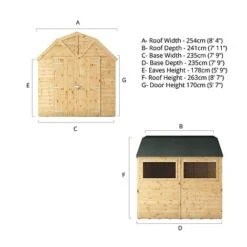 Waltons 8 X 8 Premium Outdoor Shiplap T&G Dutch Barn Garden Storage Workshop Shed -EcoFlora Sales Shop SI 001 004 0121 8x8 Dutch Barn Spec Drawing