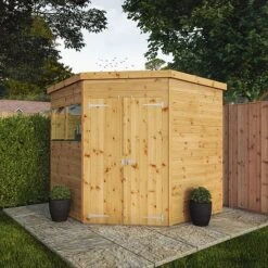 Waltons 7' X 7' Outdoor Shiplap Tongue & Groove Flat Roof Garden Corner Storage Shed