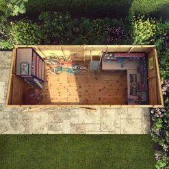 Waltons 14' X 6' Premium Shiplap Pent Roof Garden Shed -EcoFlora Sales Shop SI 001 004 0130 14x6 Premium Shiplap Pent MG2D Aerial1