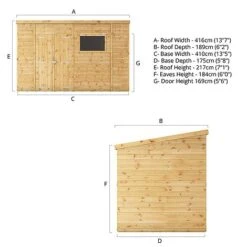 Waltons 14' X 6' Premium Shiplap Pent Roof Garden Shed -EcoFlora Sales Shop SI 001 004 0130 14x6 Premium Shiplap Pent Spec Drawing 011