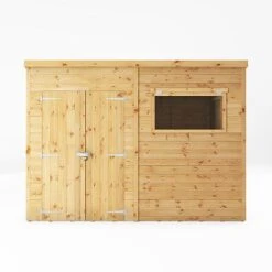 Waltons 10' X 8' Premium Shiplap Pent Roof Garden Shed -EcoFlora Sales Shop SI 001 004 0131 10x8 Premium Shiplap Pent Front