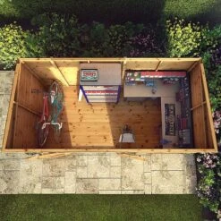 Waltons 12' X 8' Premium Shiplap Pent Roof Garden Shed -EcoFlora Sales Shop SI 001 004 0132 12x8 Premium Shiplap Pent MG2D Aerial