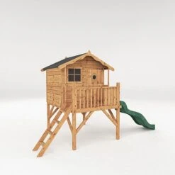 Waltons 5' X 5' Children's Tulip Playhouse With Tower & Slide -EcoFlora Sales Shop SI 002 001 0007 Tulip Playhouse Tower Slide Perspective Studio