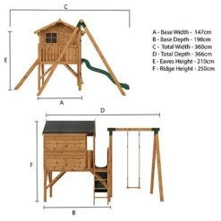 Waltons 5' X 5' Children's Tulip Playhouse With Tower & Activity Set 16 Waltons 5' X 5' Children's Tulip Playhouse With Tower & Activity Set -EcoFlora Sales Shop SI 002 001 0008 Tulip Playhouse Tower and Slide Activity Front Spec Drawing