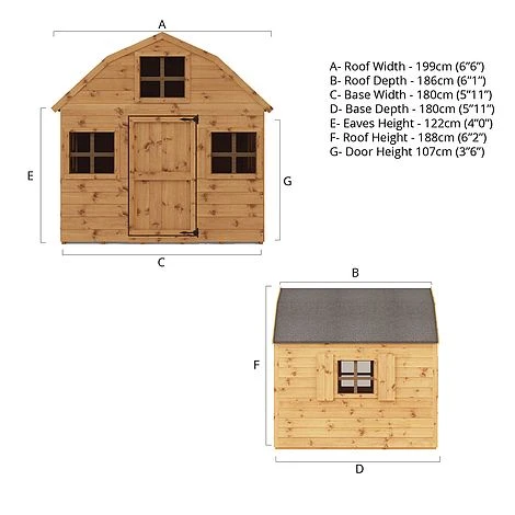 Waltons 6 X 6 Honeypot Dutch Barn Wooden Shiplap Tongue And Groove Garden Playhouse 10 Waltons 6 X 6 Honeypot Dutch Barn Wooden Shiplap Tongue And Groove Garden Playhouse - Image 8